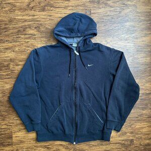 Vtg Y2K Nike Sportswear Full Zip Hoodie Sweatshirt Jacket Fleece Mens Large Blue